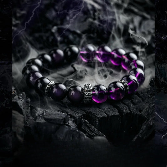 【Five Element Bracelets-Amethyst】Fire Energy, Natural Amethyst Bracelet, Stone of Safeguard, Stone of Growth